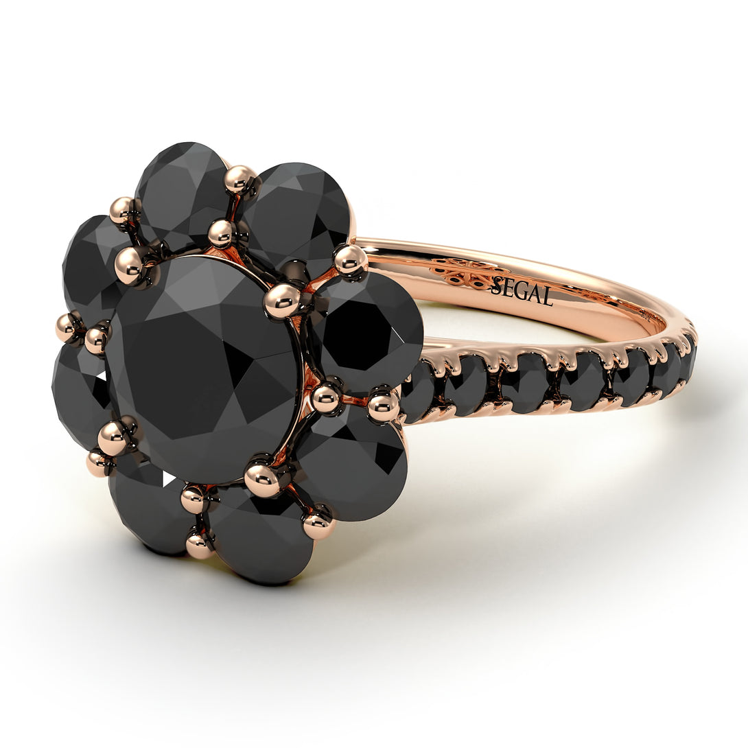 Glamorous Black Diamond Halo Engagement Ring - Amaya No. 38